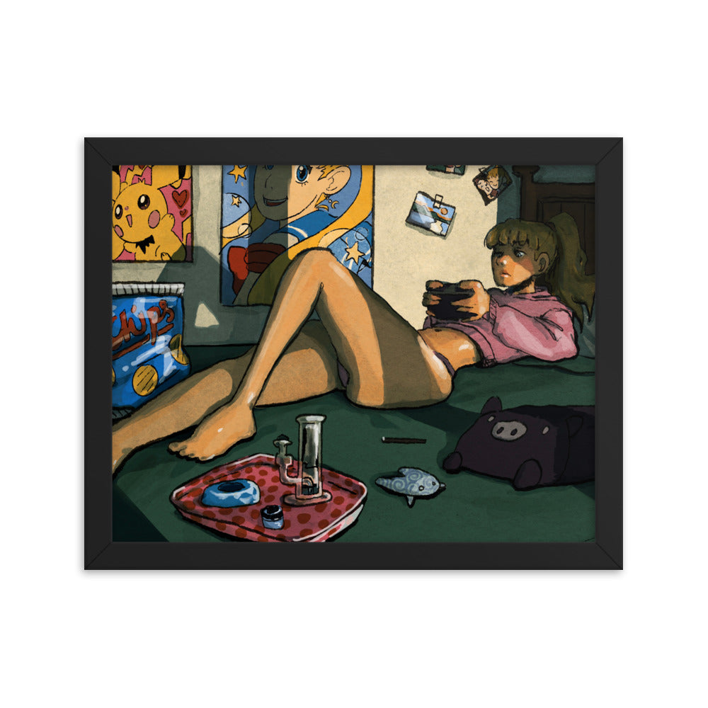 Gamer girl framed print